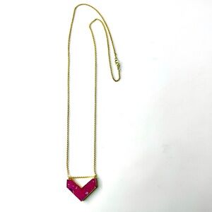 Long Chevron Pink Jasper Pendant Necklace
